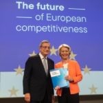 draghi e ursula von der layen alla presentazione della Relazione sul Futuro dell'Europa 2024